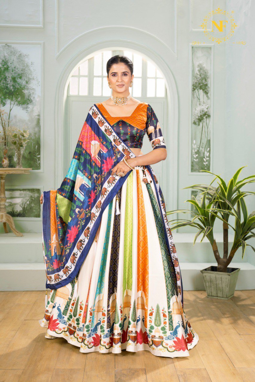 Multi-Color Digital Printed Lehenga Choli with Traditional Motif Dupatta – Festive & Navratri Special
