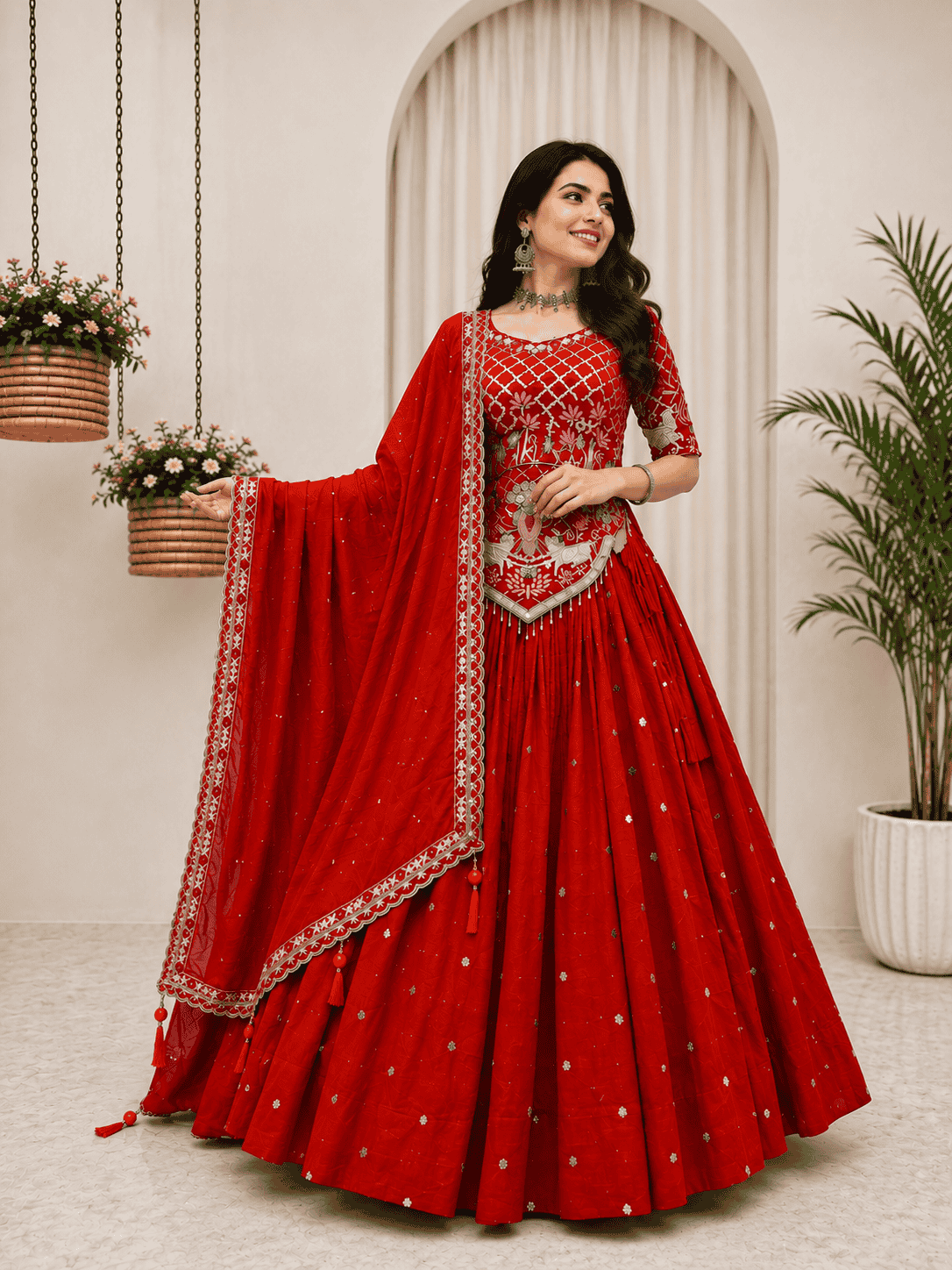 Designer Embroidered Lehenga Choli with Dupatta for Women