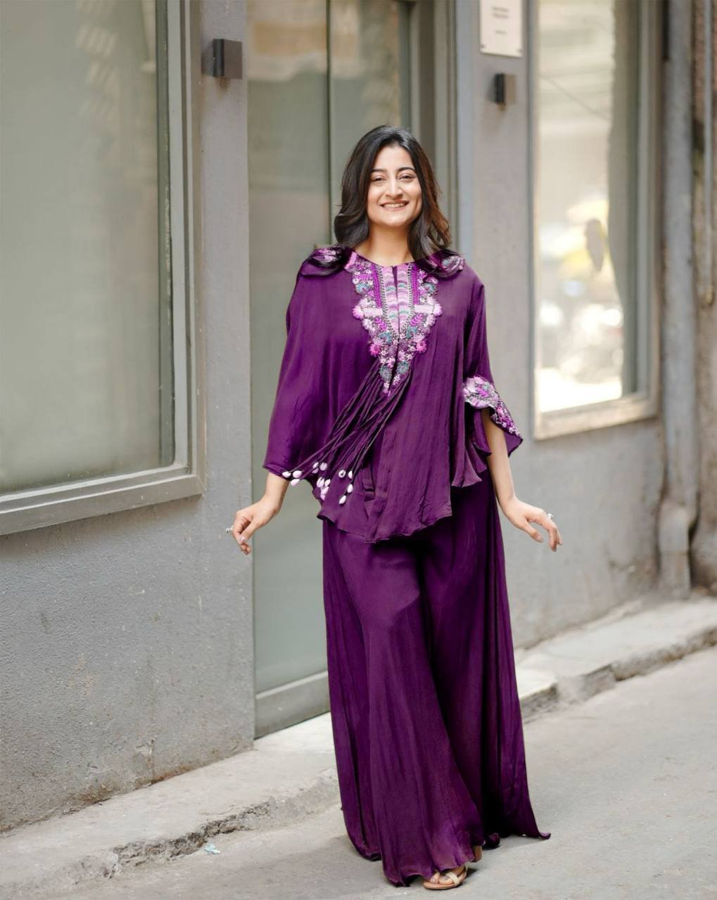 Embellished Kaftan Co-Ord Set with Cowrie Shell Tassels