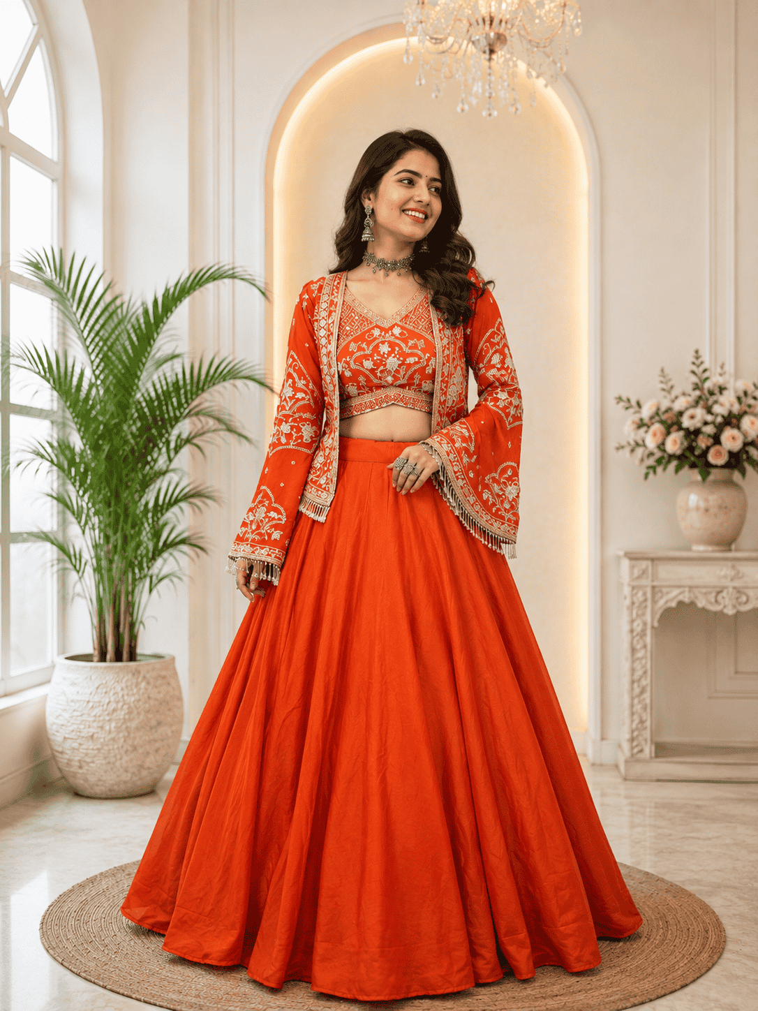 Designer Embroidered Jacket Style Lehenga Choli Set for Women