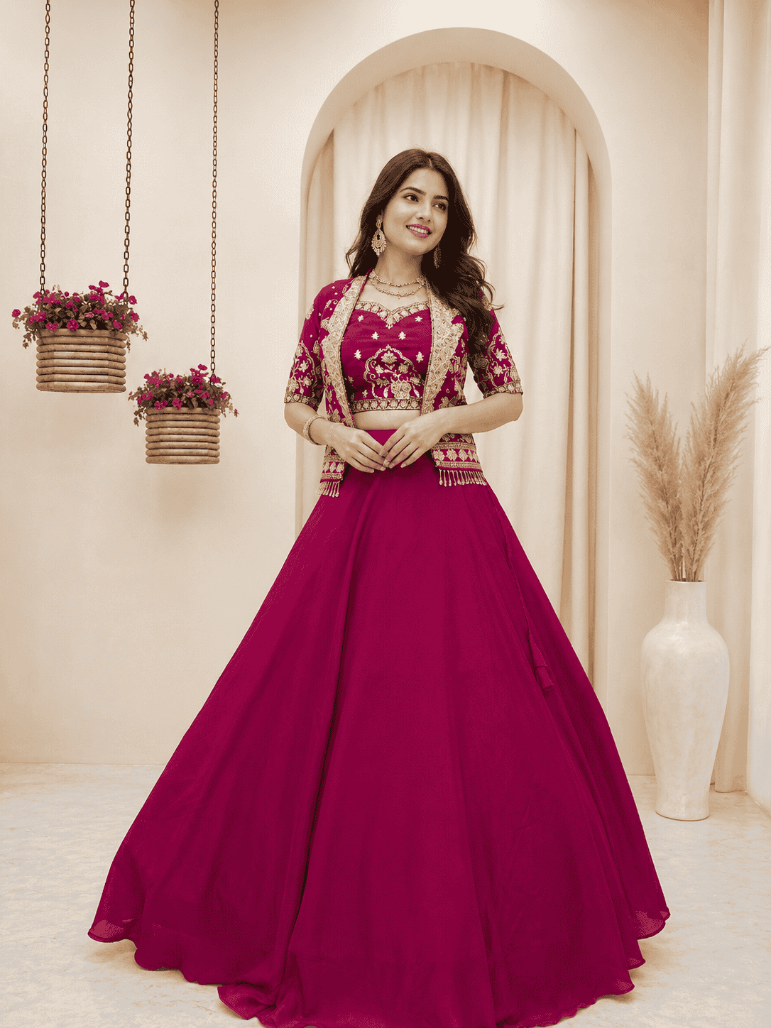 Designer Embroidered Lehenga Choli with Stylish Jacket for Women