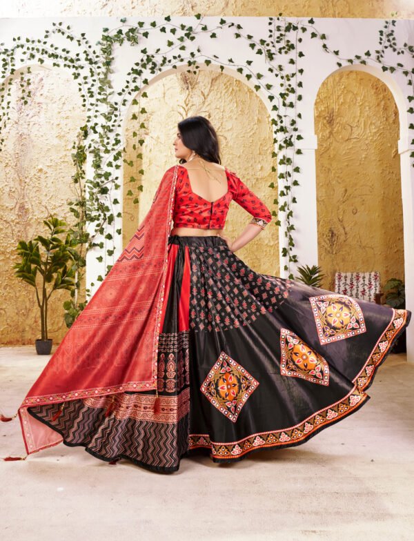 Gota Satin Printed Navratri Lehenga Choli