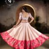 Elegant Peach & Pink Printed Silk Lehenga Set with Dupatta