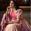 Elegant Peach & Pink Printed Silk Lehenga Set with Dupatta