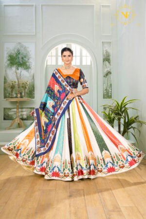 Purple Zari Gota Satin Lehenga Choli with Golden Triangle & Diamond Weave Design (Copy)