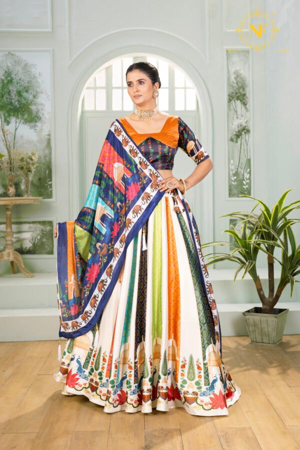 04 (4) copy Purple Zari Gota Satin Lehenga Choli with Golden Triangle & Diamond Weave Design (Copy)