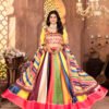 05 (3) Designer Zari Gota Satin Multicolor Lehenga Choli with Floral Blouse & Striped Dupatta