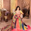 05 (6) Designer Zari Gota Satin Multicolor Lehenga Choli with Floral Blouse & Striped Dupatta
