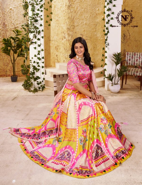 Vibrant Multicolor Zari Gota Lehenga Choli with Printed Dupatta for Festive & Wedding Wear