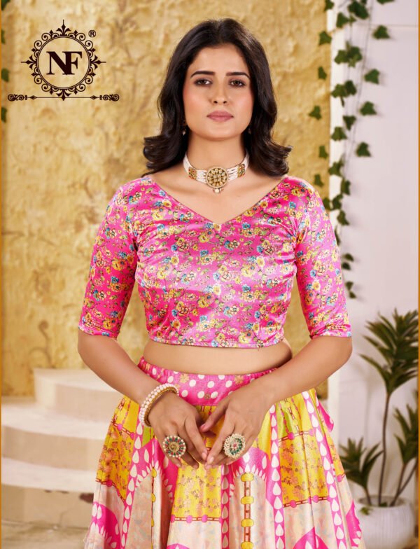 Vibrant Multicolor Zari Gota Lehenga Choli with Printed Dupatta for Festive & Wedding Wear