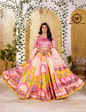 Vibrant Multicolor Zari Gota Lehenga Choli with Printed Dupatta for Festive & Wedding Wear