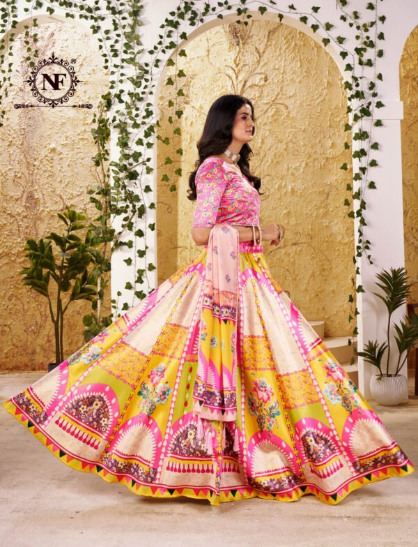 Vibrant Multicolor Zari Gota Lehenga Choli with Printed Dupatta for Festive & Wedding Wear