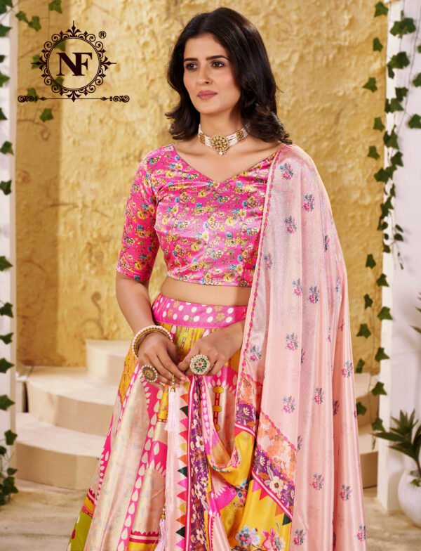 Vibrant Multicolor Zari Gota Lehenga Choli with Printed Dupatta for Festive & Wedding Wear
