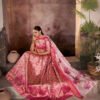 Premium Narayan Pattu Pink Floral Lehenga Choli with Zari Border & Printed Dupatta