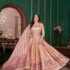 photo_6258045385436154089_y Floral Printed Gota Satin Lehenga Choli with Dupatta – Peach & Cream Designer Ethnic Wear