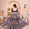 Designer Navy Blue Gota Satin Embroidered Lehenga Choli with Dupatta for Women