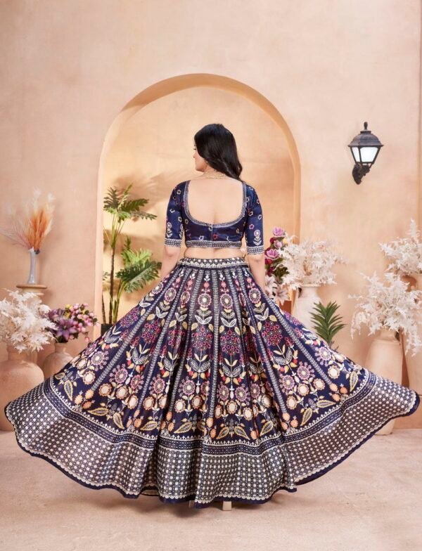 Designer Navy Blue Gota Satin Embroidered Lehenga Choli with Dupatta for Women