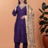 01 (3) Purple Embroidered Suit with Premium Dupatta – Latest Ethnic Wear for Women