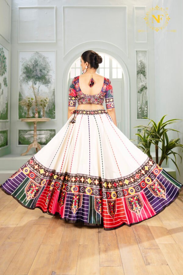Yellow Zari Gota Printed Lehenga Choli with Multicolor Border & Dupatta