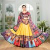 Yellow Zari Gota Printed Lehenga Choli with Multicolor Border & Dupatta
