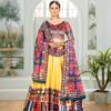 Yellow Zari Gota Printed Lehenga Choli with Multicolor Border & Dupatta