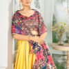 Yellow Zari Gota Printed Lehenga Choli with Multicolor Border & Dupatta
