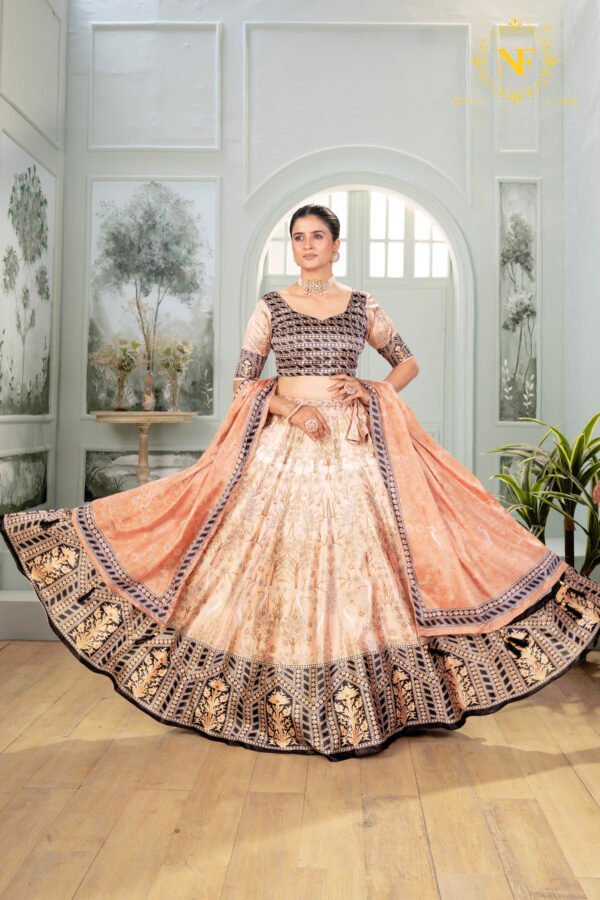 Elegant Zari Gota Printed Lehenga Choli with Designer Dupatta