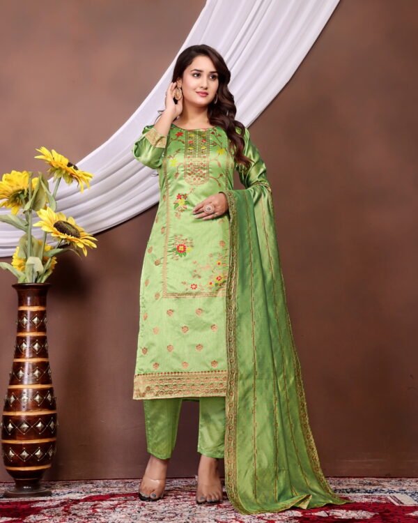 Jacquard Floral Print Salwar Suit for Women | Designer Jacquard Fabric Printed Suit Set