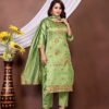 Jacquard Floral Print Salwar Suit for Women | Designer Jacquard Fabric Printed Suit Set