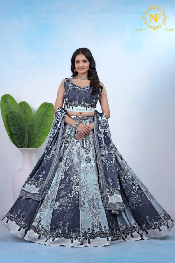 Paithani Zari Weaving Lehenga with Sequins & Digital Print