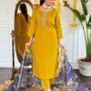 photo_2025-05-02_10-13-39 Mustard Yellow Embroidered Kurti Pant Set with Floral Printed Dupatta for Women