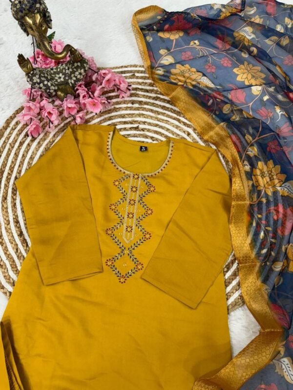 photo_2025-05-02_10-13-43 Mustard Yellow Embroidered Kurti Pant Set with Floral Printed Dupatta for Women