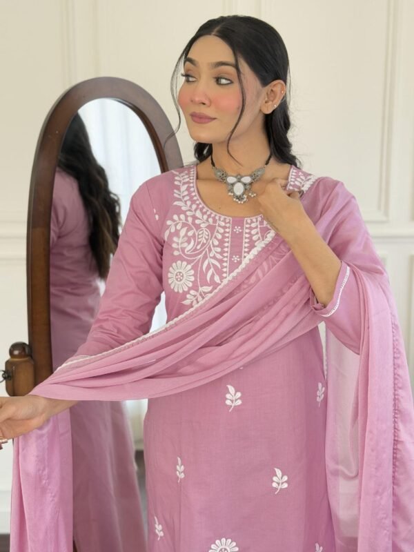 Elegant Pink Embroidered Kurti Set for Women | Premium Ethnic Wear