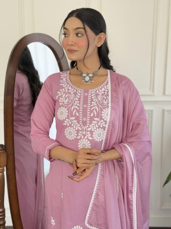 Elegant Pink Embroidered Kurti Set for Women | Premium Ethnic Wear