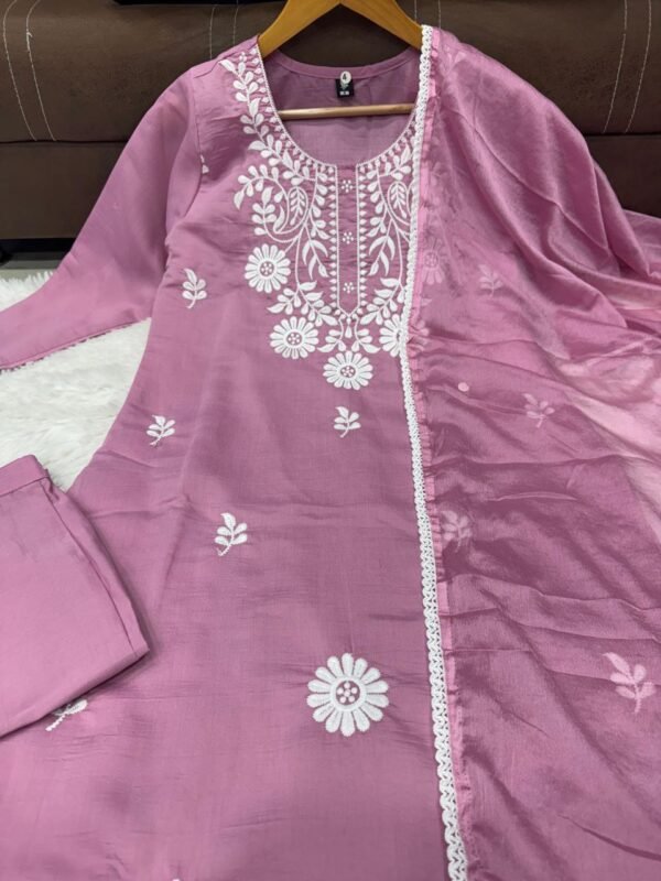 Elegant Pink Embroidered Kurti Set for Women | Premium Ethnic Wear