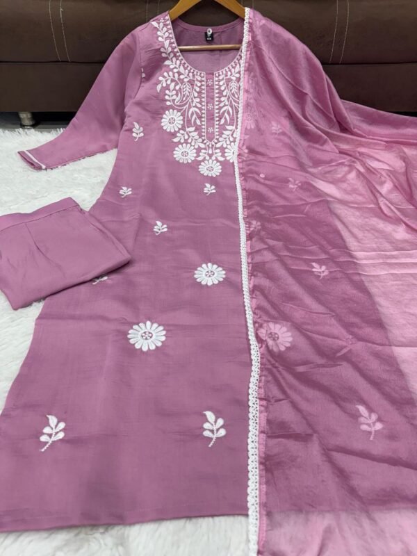 Elegant Pink Embroidered Kurti Set for Women | Premium Ethnic Wear