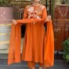 Stylish Orange Embroidered Kurti Set for Women | Festive & Trendy Wear