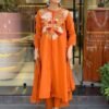 Stylish Orange Embroidered Kurti Set for Women | Festive & Trendy Wear