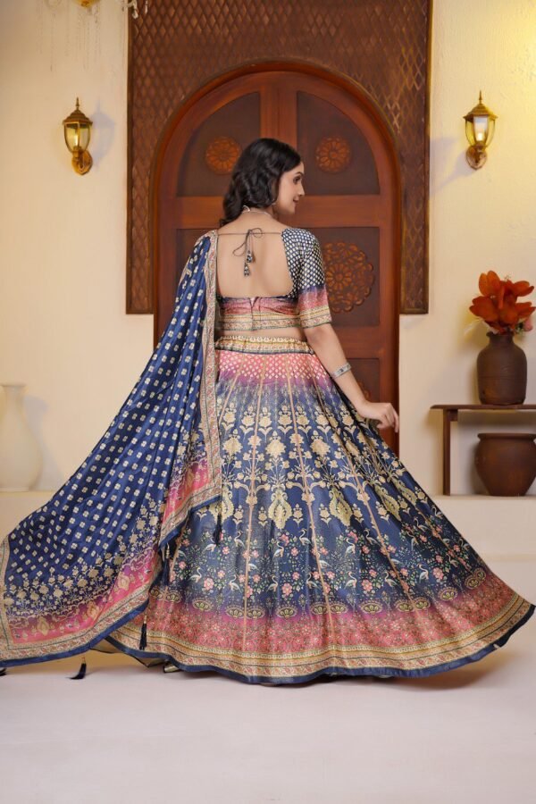 Royal Blue Zari Gota Printed Lehenga Choli with Dupatta