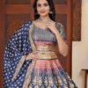 Royal Blue Zari Gota Printed Lehenga Choli with Dupatta