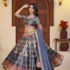 Royal Blue Zari Gota Printed Lehenga Choli with Dupatta