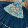 Teal Floral Printed Anarkali Gown in Premium Fiyona Silk