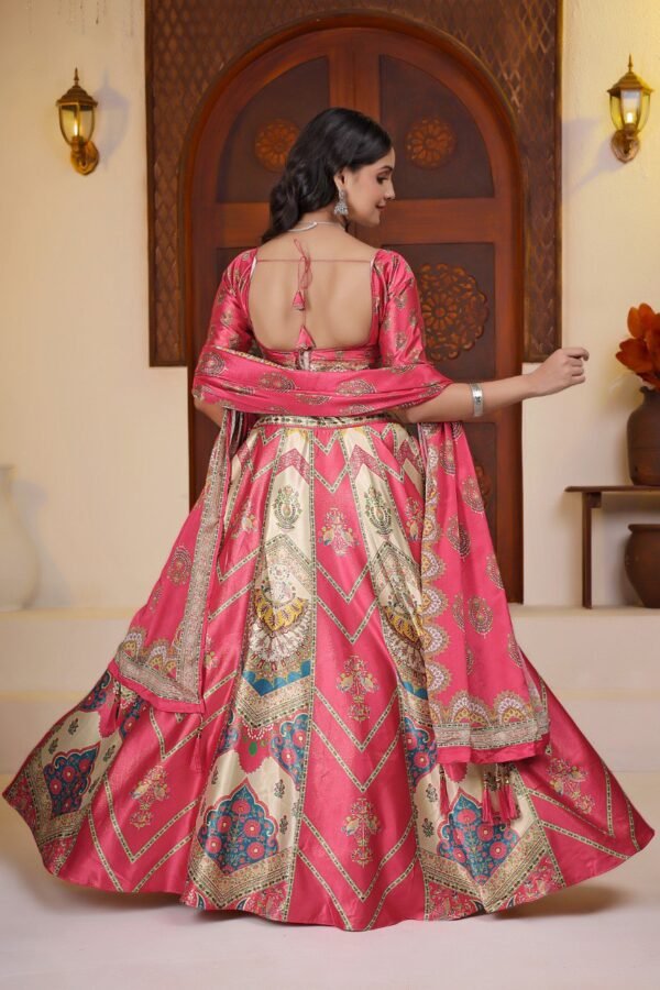 Pink Zari Gota Printed Lehenga Choli with Traditional Ethnic Design