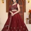 Maroon Star Georgette Embroidered Lehenga Choli with Dupatta – Elegant Festive Wear