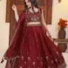 Maroon Star Georgette Embroidered Lehenga Choli with Dupatta – Elegant Festive Wear
