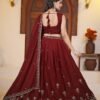Maroon Star Georgette Embroidered Lehenga Choli with Dupatta – Elegant Festive Wear