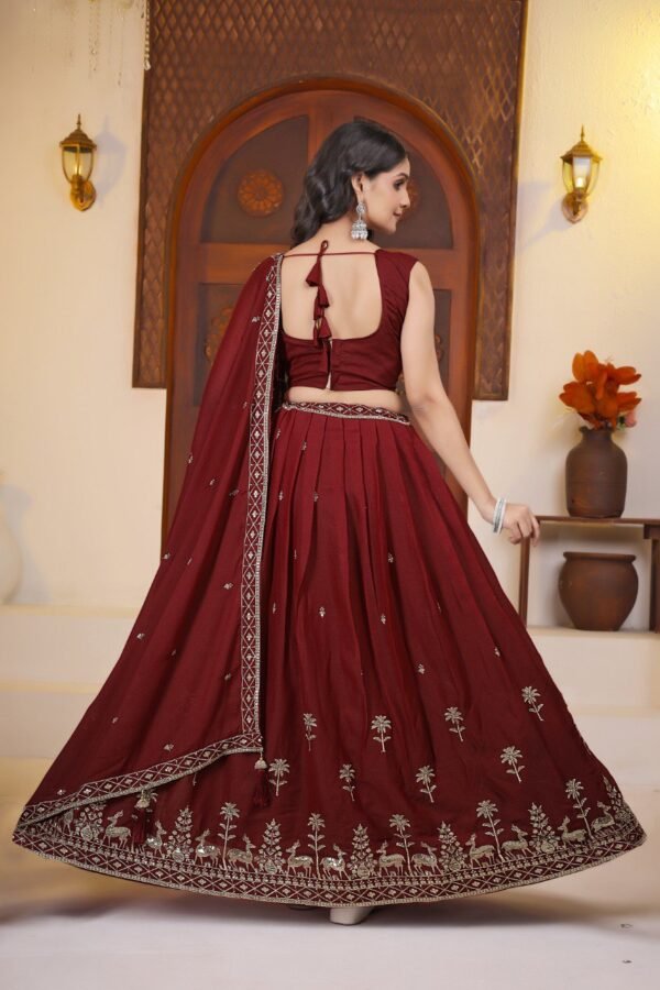 Maroon Star Georgette Embroidered Lehenga Choli with Dupatta – Elegant Festive Wear