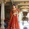Rust Orange Embroidered Bridal Lehenga Choli with Dupatta – Royal Indian Wedding Wear