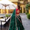 Elegant Green & Pink Embroidered Lehenga Choli for Weddings