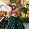 Elegant Green & Pink Embroidered Lehenga Choli for Weddings